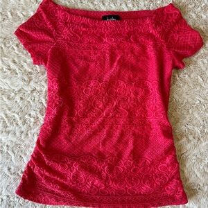 2000s Red lace off the shoulder top
